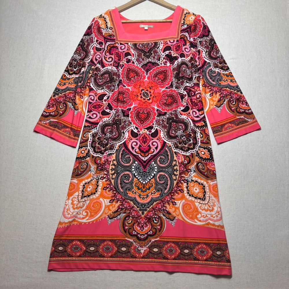 Signature Camryn Boho Paisley Print Pink‎ Dress Size 12 Statement